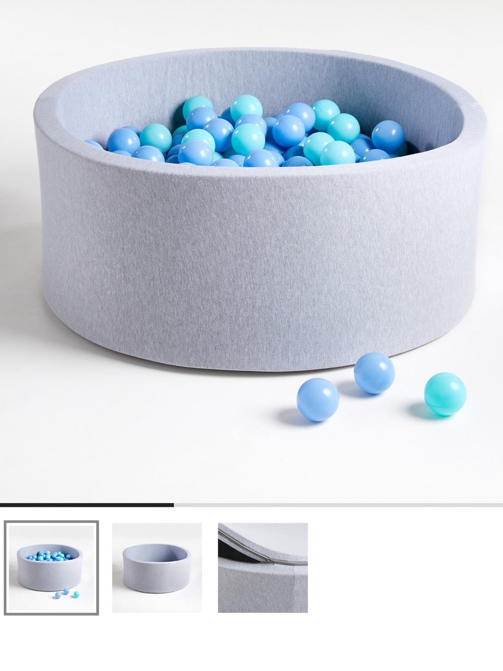 Crate&Barrel Light Gray Kids Ball Pit with Blue Balls